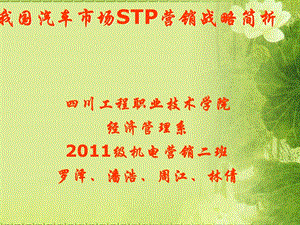 我國汽車市場STP營銷戰(zhàn)略簡析.ppt