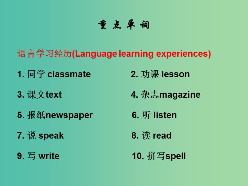 中考英语总复习 第三部分 话题综合训练 话题十七 语言学习课件.ppt_第2页