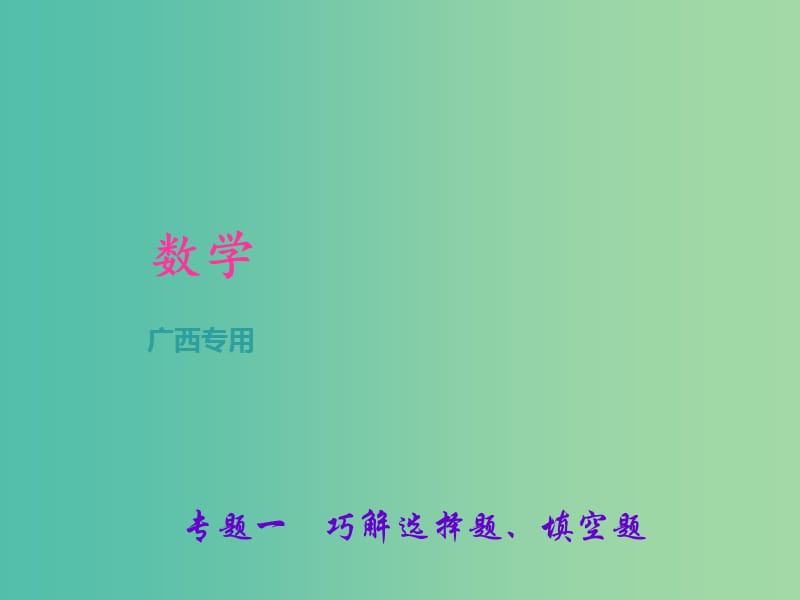 中考数学总复习 第二篇 专题聚焦 专题一 巧解选择题、填空题课件.ppt_第1页