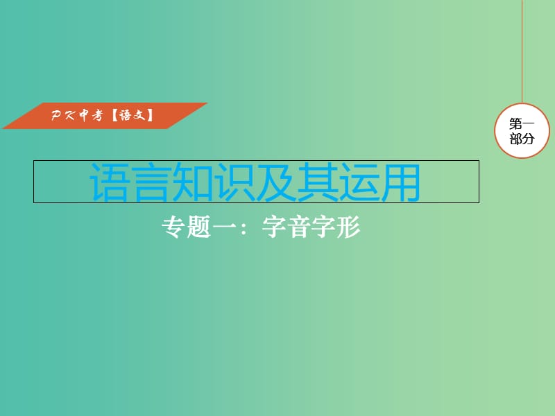 中考语文复习 第一部分 语言知识及其运用 专题一 字音字形课件.ppt_第1页