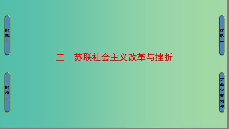 高中历史 专题7 苏联社会主义建设的经验与教训 3 苏联社会主义改革与挫折课件 人民版必修2.ppt_第1页