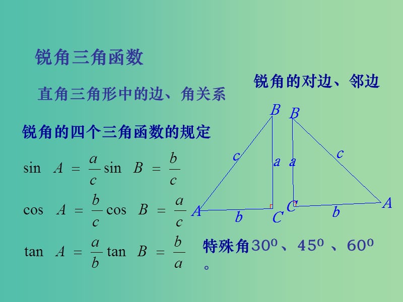 中考数学学业水平考试第一轮总复习 锐角三角函数课件.ppt_第2页