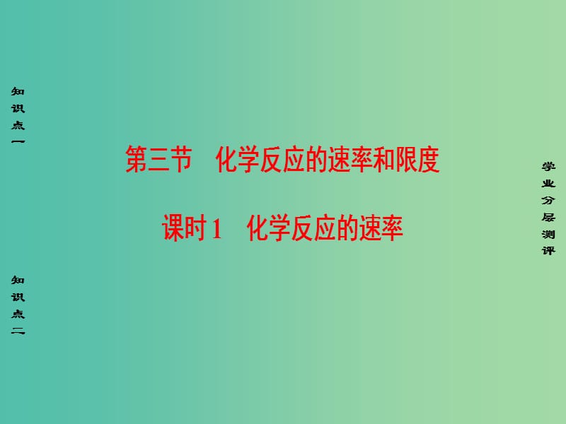 高中化学 第2章 化学反应与能量 第3节 化学反应的速率和限度 课时1 化学反应的速率课件 新人教版必修2.ppt_第1页