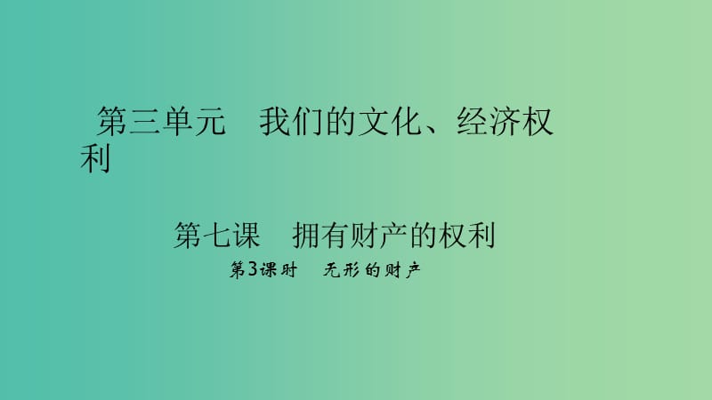 八年级政治下册 3.7.3 无形的财产课件 新人教版.ppt_第1页