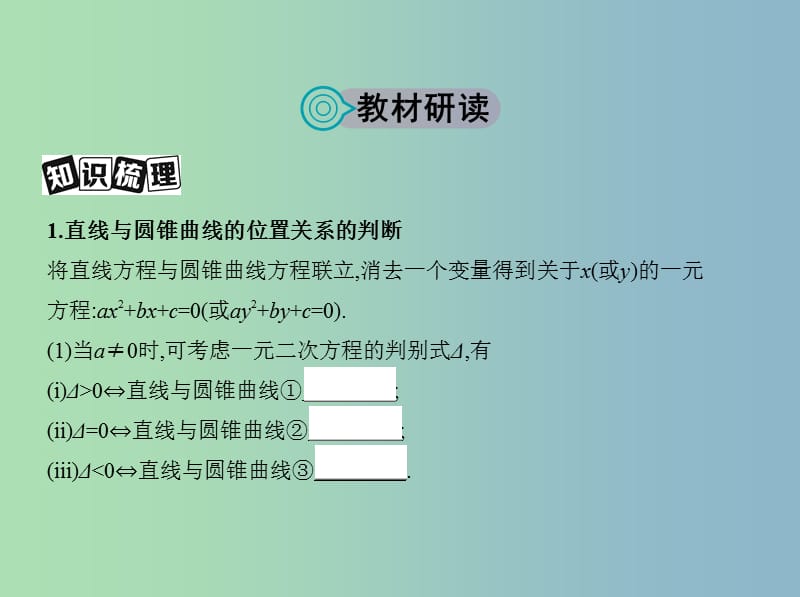 高三数学一轮复习第九章平面解析几何第九节直线与圆锥曲线的位置关系课件理.ppt_第2页