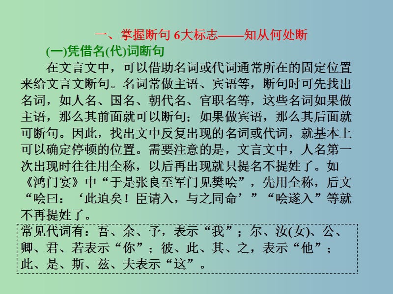 高三语文大一轮总复习专题十三文言文阅读提升解题技能一“文言断句题”如何快做准做课件.ppt_第2页