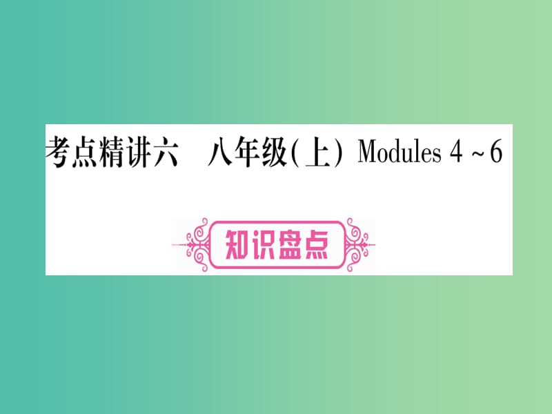 中考英语 第一篇 教材系统复习 考点精讲6 八上 Modules 4-6课件 外研版.ppt_第1页