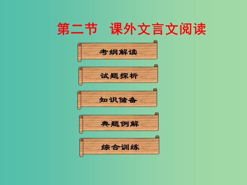 中考语文总复习 第二部分 阅读 第一章 文言文阅读 第二节 课外文言文阅读课件.ppt_第1页