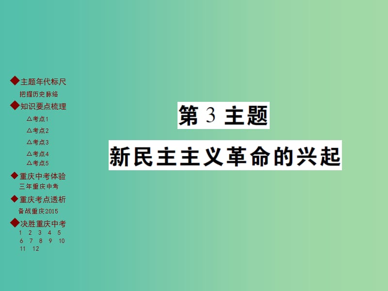 中考历史 主题梳理复习 第二编 中国近现代史 第3主题 新民主主义革命的兴起课件.ppt_第1页