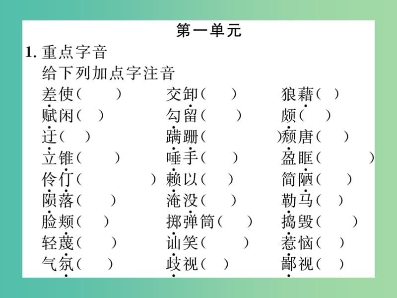 八年级语文下册 专题一 字音 字形复习课件 （新版）语文版.ppt_第2页