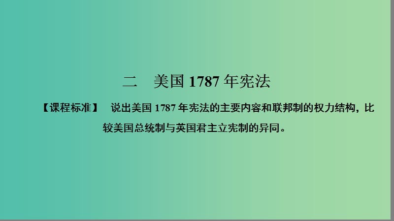 高中历史 专题7 近代西方民主政治的确立与发展 7.2 美国1787年宪法课件 人民版必修1.ppt_第1页