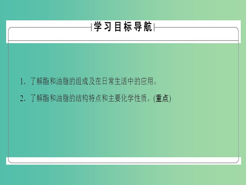 高中化学 专题3 有机化合物的获得与应用 第2单元 食品中的有机化合物（第3课时）酯 油脂课件 苏教版必修2.ppt_第2页