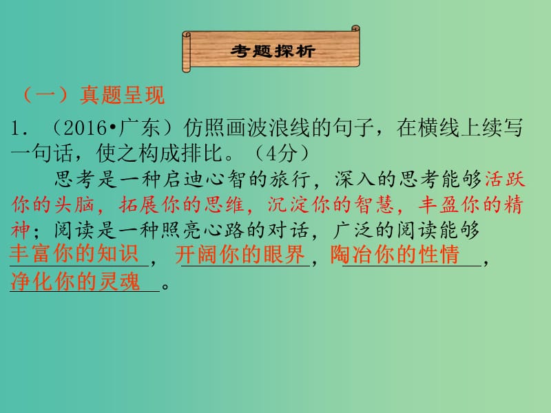 中考语文总复习 第一部分 基础 第五章 仿写句子课件.ppt_第3页