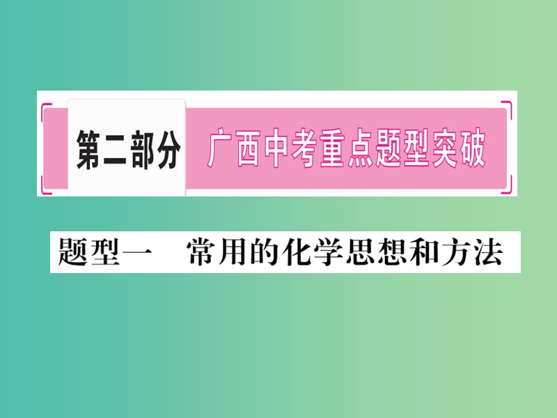 中考化学 第二部分 重点题型突破 题型1 常用的化学思想和方法课件 新人教版.ppt_第1页