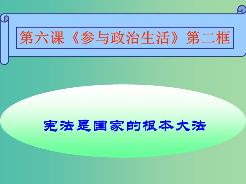 九年级政治全册 第三单元 第六课 第二框 宪法是国家的根本大法课件 新人教版.ppt_第1页