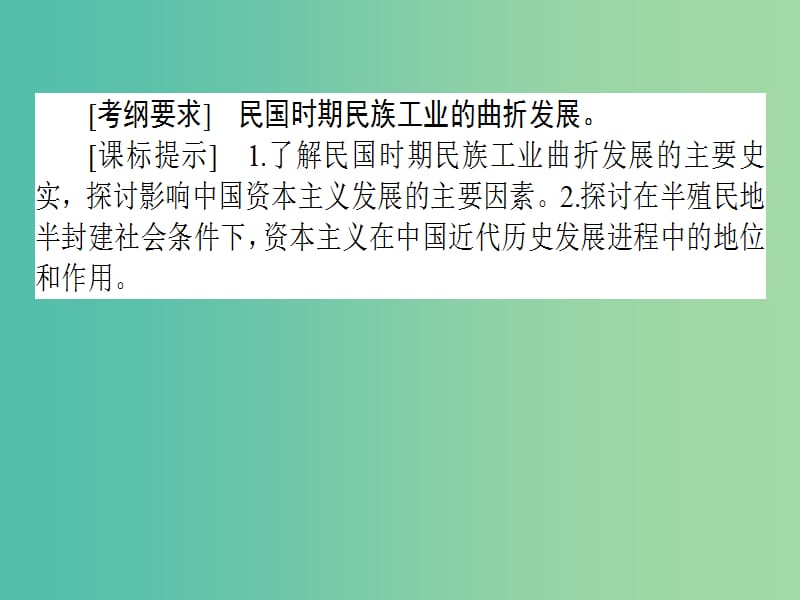 高考历史一轮复习构想第八单元工业文明的崛起和对中国的冲击30近代民族工业的曲折发展课件岳麓版.ppt_第2页