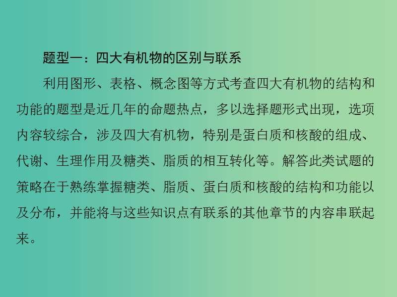 高考生物一轮总复习 小专题一 第2章 四大有机物的综合考查课件（必修1）.ppt_第2页