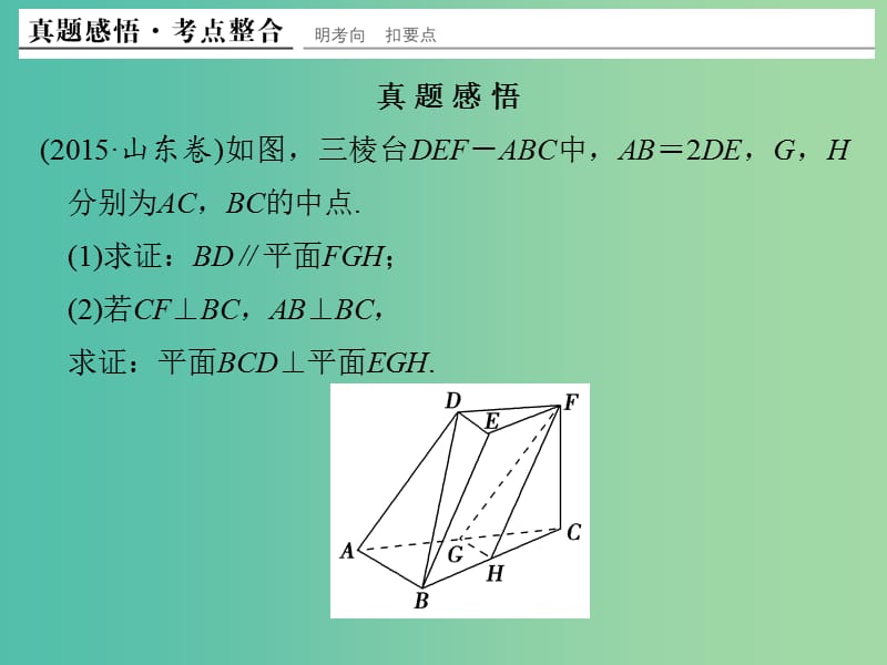 高考数学二轮复习 专题四 第2讲 空间中的平行与垂直的证明问题课件 文.ppt_第3页