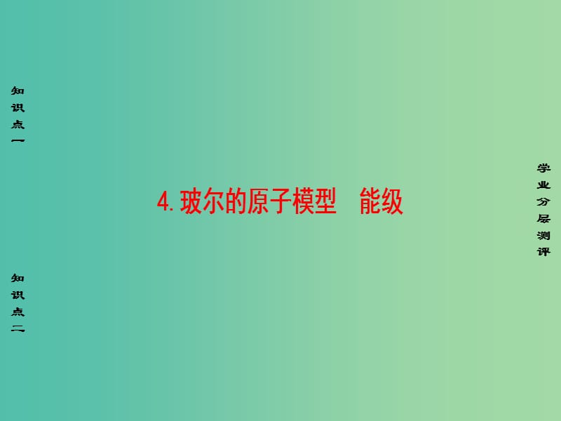 高中物理 第2章 原子结构 4 玻尔的原子模型 能级课件 教科版选修3-5.ppt_第1页