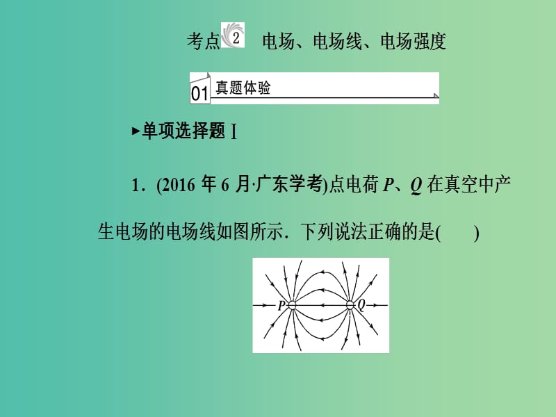 高考物理一轮复习专题七电磁现象与规律考点2电场电场线电场强度课件.ppt_第2页