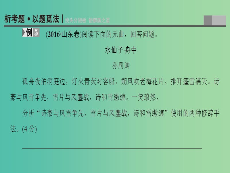 高考语文二轮专题复习与策略 板块2 古代诗文阅读 专题6 古代诗歌阅读 考点3 鉴赏表达技巧课件.ppt_第2页