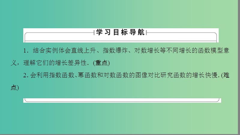 高中数学第三章指数函数与对数函数第6节指数函数幂函数对数函数增长的比较课件北师大版.ppt_第2页