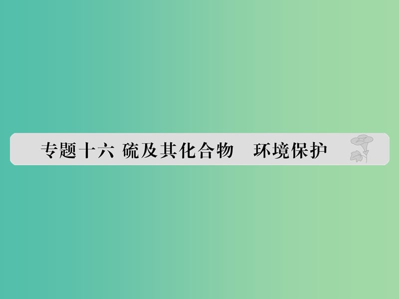 高考化学 专题十六 硫及其化合物 环境保护课件.ppt_第1页