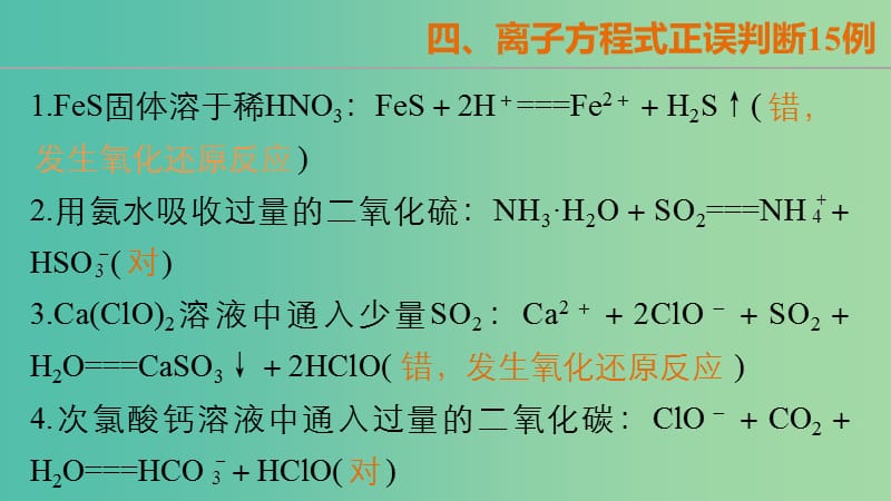 高考化学大二轮总复习 第一篇 四 离子方程式正误判断15例课件.ppt_第2页