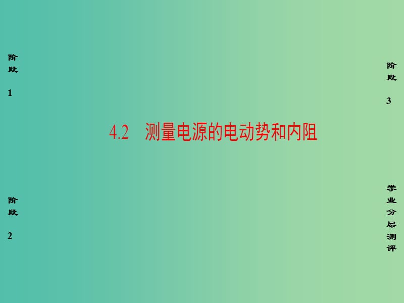 高中物理 第4章 探究闭合电路欧姆定律 4.2 测量电源的电动势和内阻课件 沪科版选修3-1.ppt_第1页