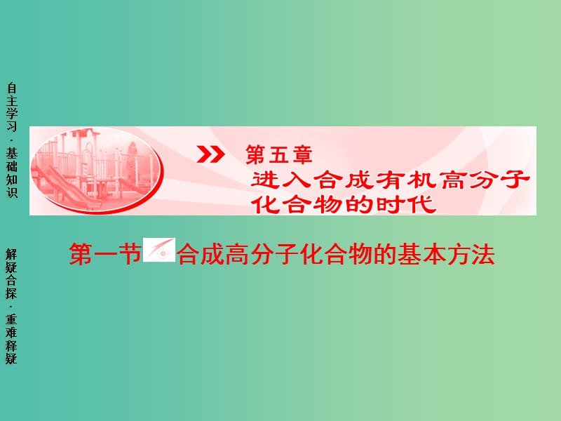 高中化学 第5章 进入合成高分子化合物的时代 第1节 合成高分子化合物的基本方法课件 新人教版选修5.ppt_第1页