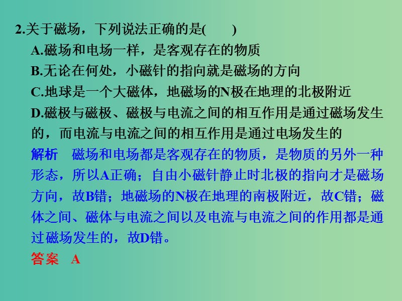 高考物理二轮复习 专题六 磁场 第19课时 磁场的描述及磁场对电流的作用课件.ppt_第3页