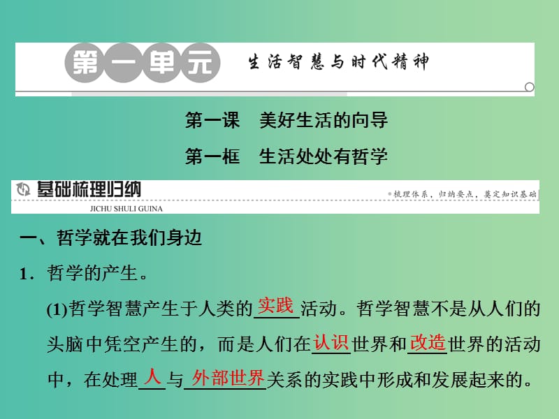 高中政治第一课美好生活的向导第一框生活处处有哲学课件新人教版.ppt_第1页