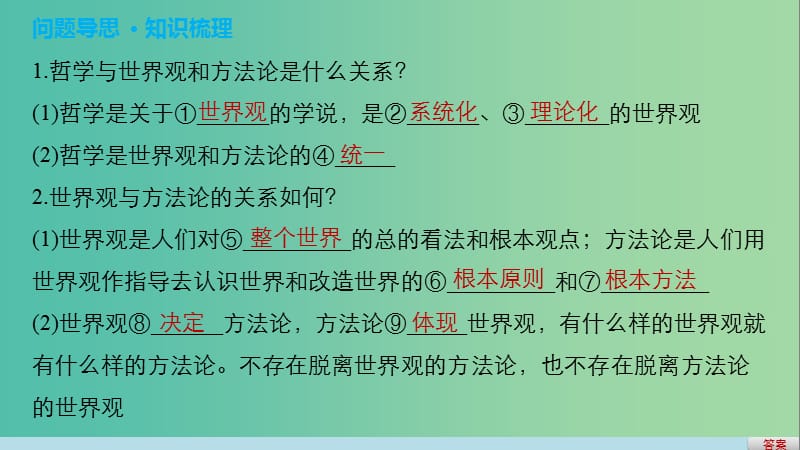 高考政治二轮复习 专题十三 哲学的基本思想和基本派别 考点一 哲学的基本内涵课件.ppt_第2页