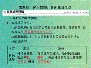 高中政治第一單元公民的政治生活第二課我國(guó)公民的政治參與第三框民主管理：共創(chuàng)幸福生活課件新人教版.ppt