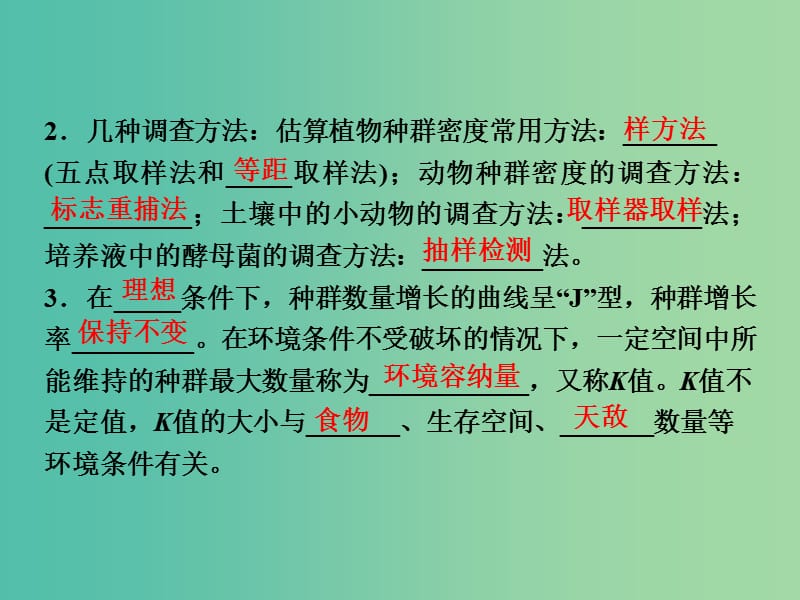 高考生物二轮复习 第二部分 高分提能策略 二 教材依纲回扣（6.1）种群、群落课件.ppt_第3页