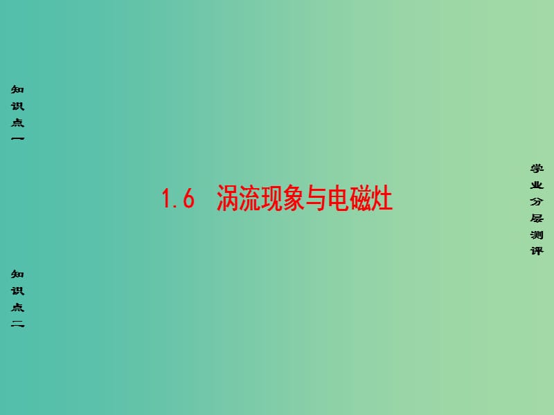 高中物理 第1章 电磁感应与现代生活 1.6 涡流现象与电磁灶课件 沪科版选修3-2.ppt_第1页