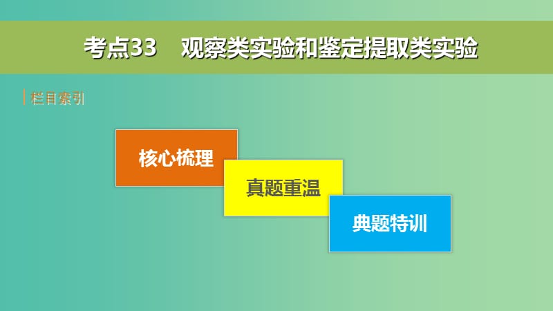 高考生物二轮复习 考前三个月 专题11 教材基础实验 考点33 观察类实验和鉴定提取类实验课件.ppt_第3页