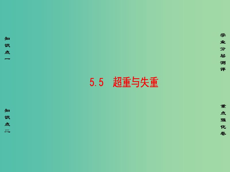 高中物理 第5章 研究力和运动的关系 5.5 超重与失重课件 沪科版必修1.ppt_第1页