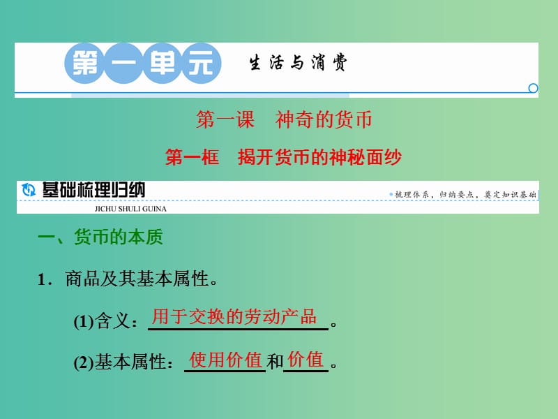 高中政治第一课神奇的货币第一框揭开货币的神秘面纱课件新人教版.ppt_第1页