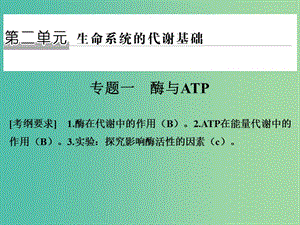 高考生物二輪復(fù)習(xí) 第二單元 生命系統(tǒng)的代謝基礎(chǔ) 專題一 酶與ATP課件.ppt