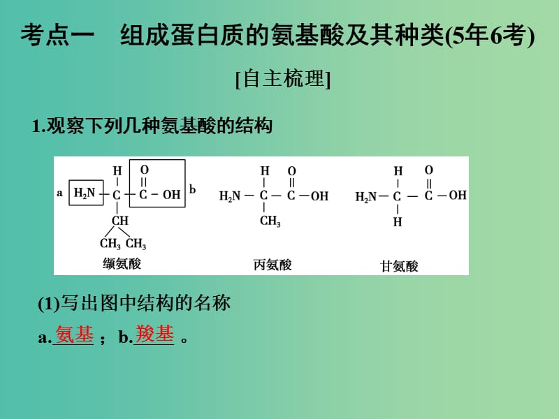 高考生物一轮复习 第1单元 细胞的分子组成 第3讲 生命活动的主要承担者-蛋白质课件 新人教版.ppt_第2页