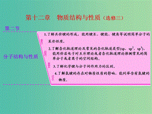 高考化學(xué)一輪復(fù)習(xí) 模塊四 第十二章 第二節(jié) 分子結(jié)構(gòu)與性質(zhì)課件.ppt