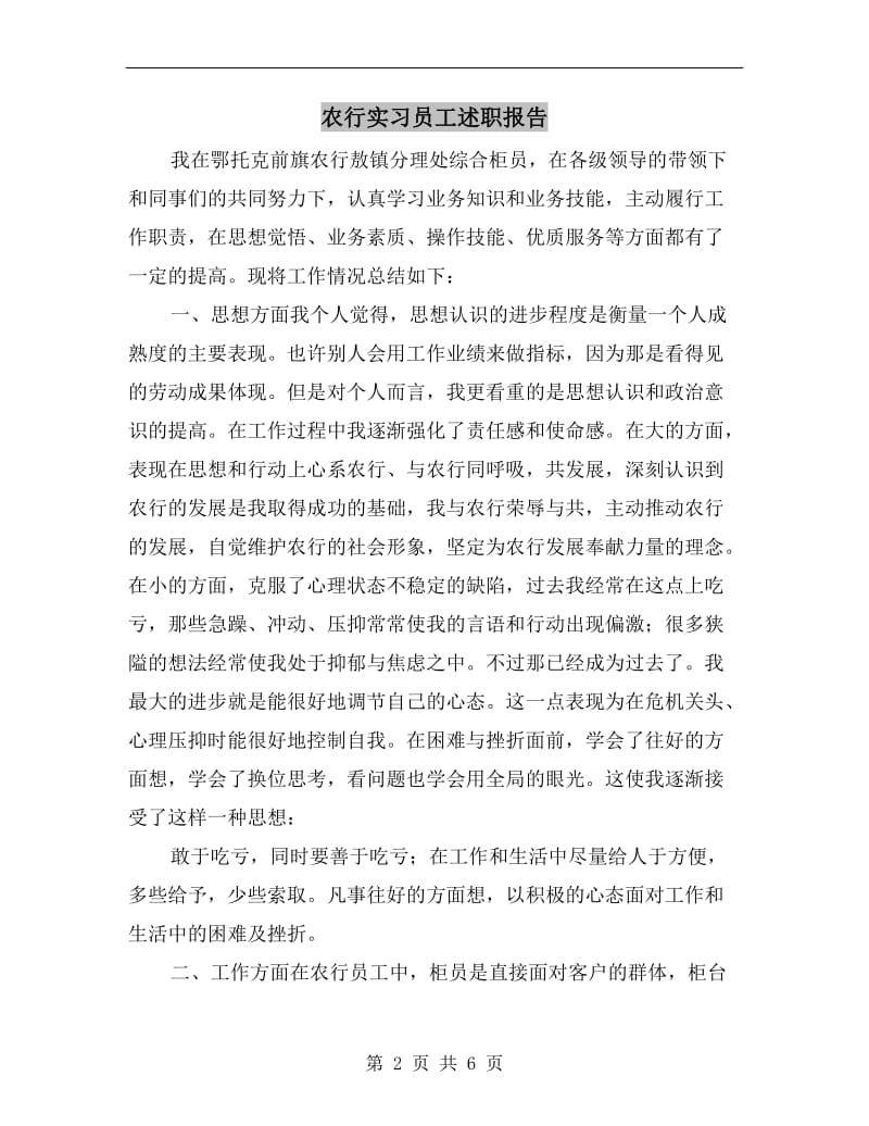 农行实习员工述职报告.doc_第2页