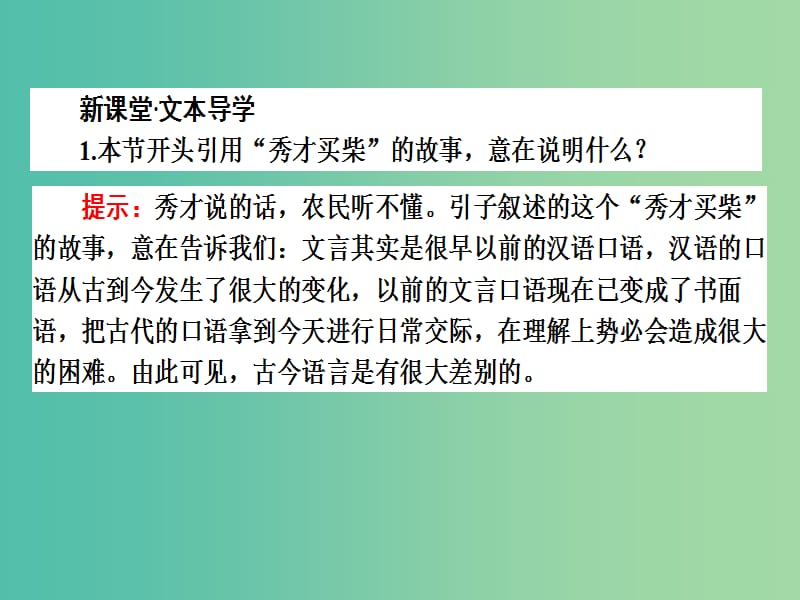 高中语文 1.2 古今言殊-汉语的昨天和今天课件 新人教版选修《语言文字应用》.ppt_第2页