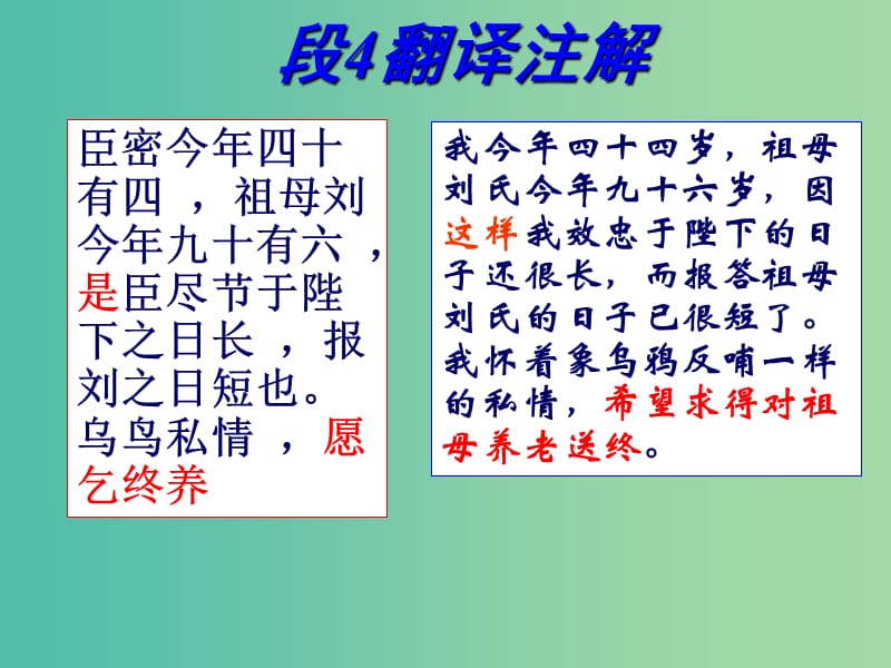 高中语文 第七课 陈情表 第三课时课件 新人教版必修5.ppt_第2页