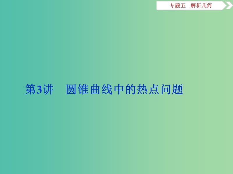 高考数学二轮复习 第一部分专题五 解析几何 第3讲 圆锥曲线中的热点问题课件 理.ppt_第1页