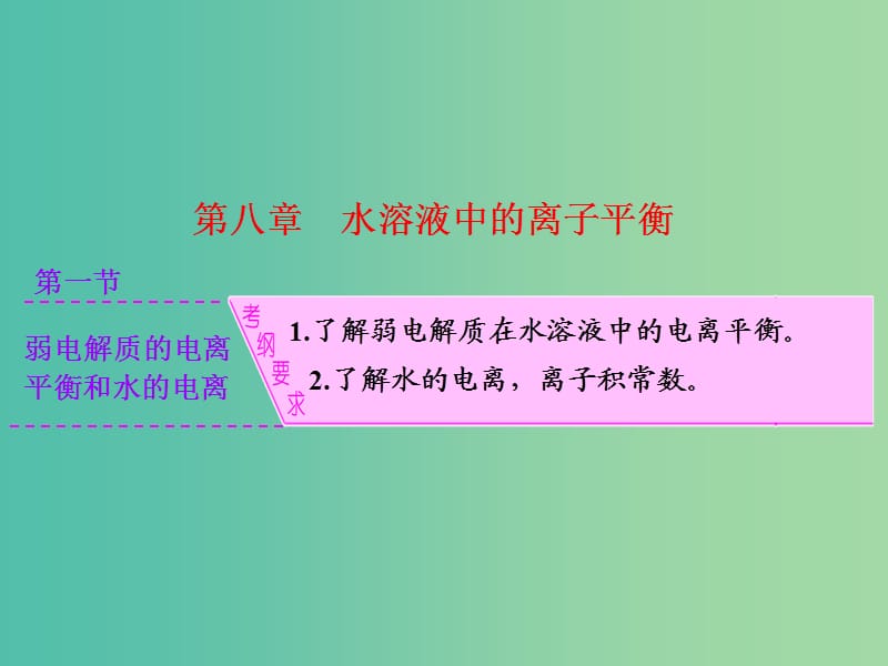 高考化学一轮复习 模块二 第八章 第一节 弱电解质的电离平衡和水的电离课件.ppt_第1页