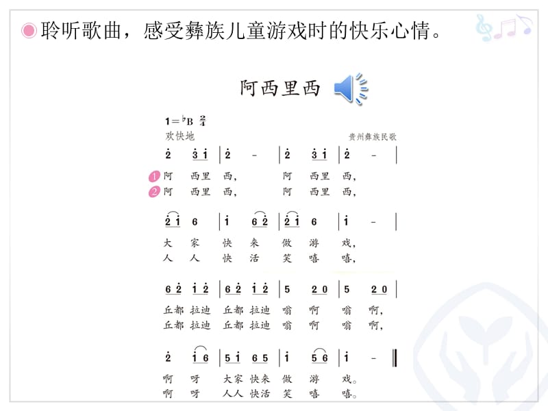 人教版二年级下册音乐《阿西里西》.ppt_第2页