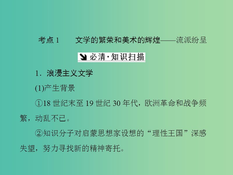 高考历史总复习 第33讲 19世纪以来的世界文学艺术课件.ppt_第2页