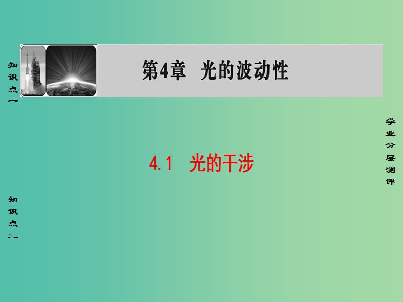 高中物理 第4章 光的波动性 4.1 光的干涉课件 沪科版选修3-4.ppt_第1页